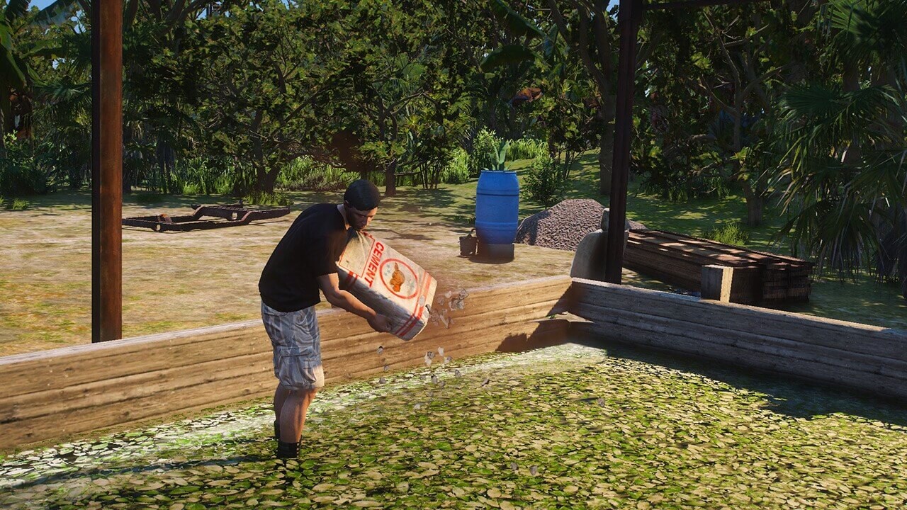 Player adding cement to the coke production using our script